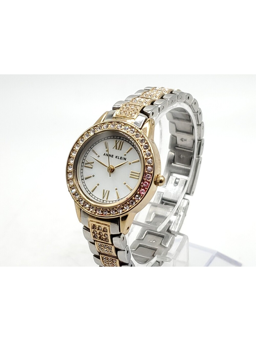 Anne Klein Rhinestone Watch Womens New Battery Two-Tone 25mm - Picture 2 of 11